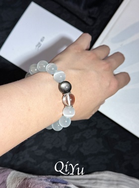 天然透石膏白水晶手串｜精致礼盒