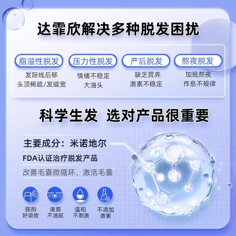 达霏欣官方旗舰米诺地尔生发液男女分治白发脱发掉发斑秃防脱发