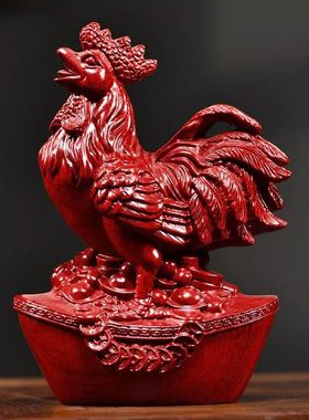 黑檀实木雕十二生肖摆件鸡摆件客