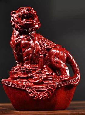 黑檀木质老虎摆件实木十二生肖上