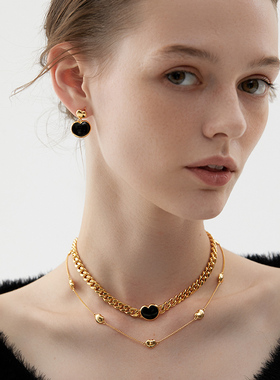 盐岛笛卡尔小胖心黑玛瑙choker