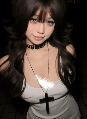 万圣节十字架项链女洋气时尚锁骨链甜酷少女颈链小众个性项圈颈饰