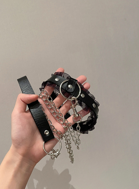 蕾丝项圈女牵引绳女朋友锁骨链