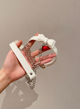 纯欲蝴蝶结铃铛项链女颈带项圈