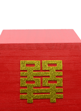 红色 新西兰松 榫卯 米斗 升子 摆件 米升 瓜果盘  开业  结婚