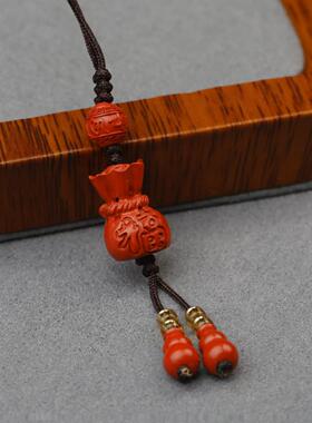 一生安钱袋子朱砂手机挂朱砂吊坠真朱砂才有用