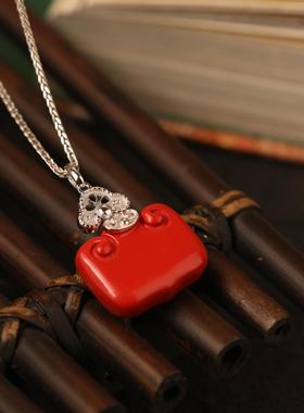 一生安官方旗舰店2025蛇年本命年如意宝锁朱砂项链 朱砂吊坠 朱砂