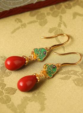 一生安官方旗舰店 朱砂【锦鲤耳坠】耳饰 本命年 礼物