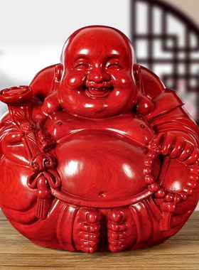 定制黑檀木雕大肚弥勒实木摆件客厅装饰品实木质大肚笑佛一团和气