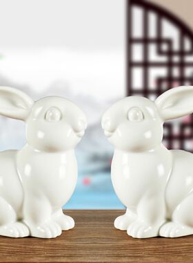 黑檀木雕刻兔子风水摆件客厅12生肖兔实木质兔工艺品家居红木装饰