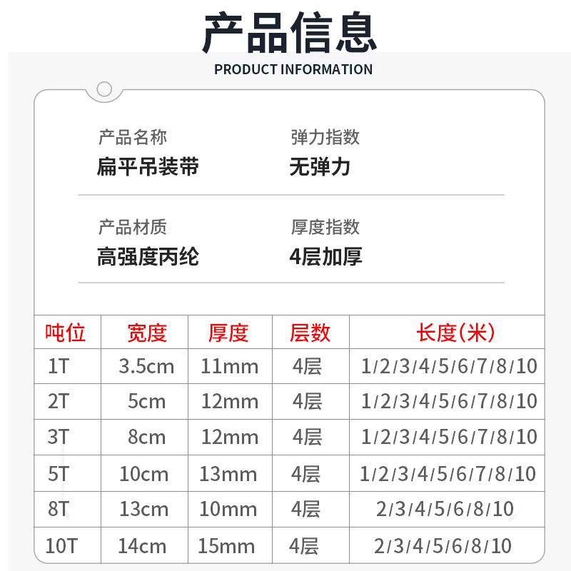 国标吊装带起重吊带3吨5/10吨加厚双扣行车吊带扁平工业吊车吊绳 - 图0