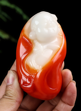 天然和田玉籽料玉佛手把件弥勒佛笑佛玉石平安挂件新疆玉器大肚佛