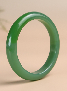 和田玉碧玉女款手镯新疆玉器扁条玉石镯子女士平安镯天然玉石手链