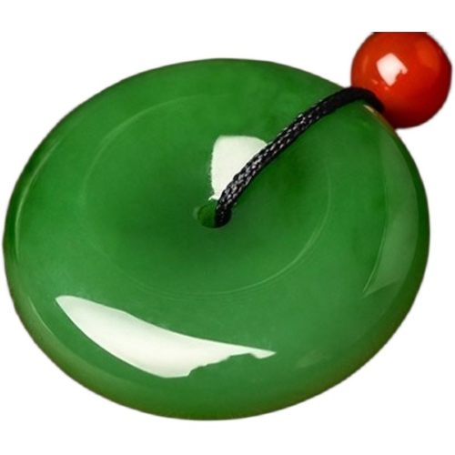 新疆和田玉碧玉平安扣吊坠男女款玉坠菠菜绿碧玉平安扣项链挂坠 - 图3