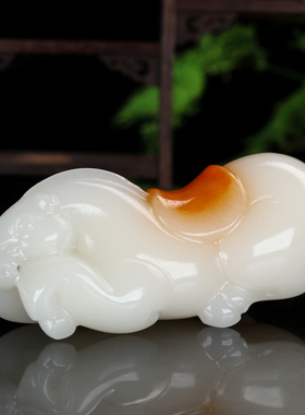 天然和田玉白玉籽料玉马手把件精雕马到成功羊脂玉把玩件把件