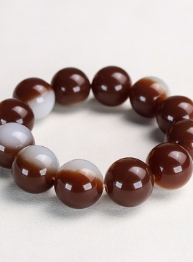 天然和田玉糖玉圆珠手链新疆玉器男女款玉石手串手排且末糖玉链子