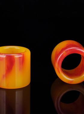 玉扳指新疆和田玉金丝玉鸡血玉扳指 鸡血玉男女款玉戒指红花扳指