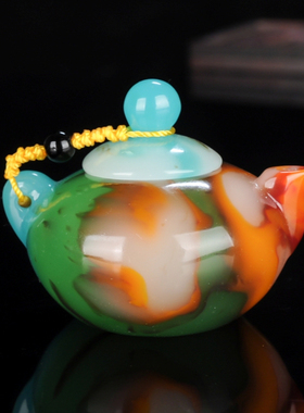 天然新疆和田玉彩玉把把壶手把件把把赢玉壶茶壶酒壶茶具壶手把件