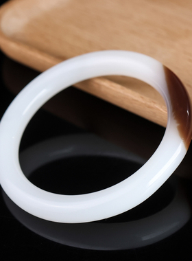 天然和田玉糖料圆条手镯女款糖玉籽料宫廷风福镯玉镯子少女手镯