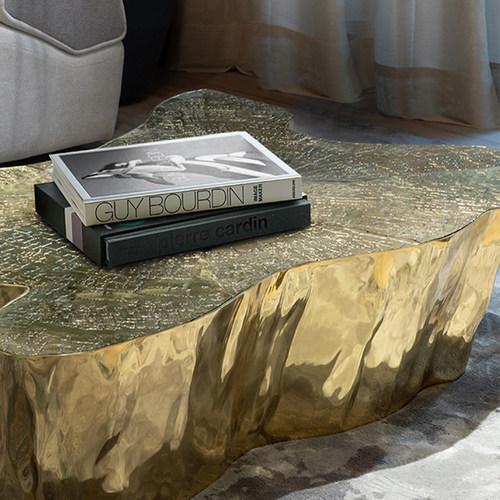 BOCA DO LOBO意式轻奢树根茶几蚀刻不锈钢高级感新款高低组合边几 - 图1