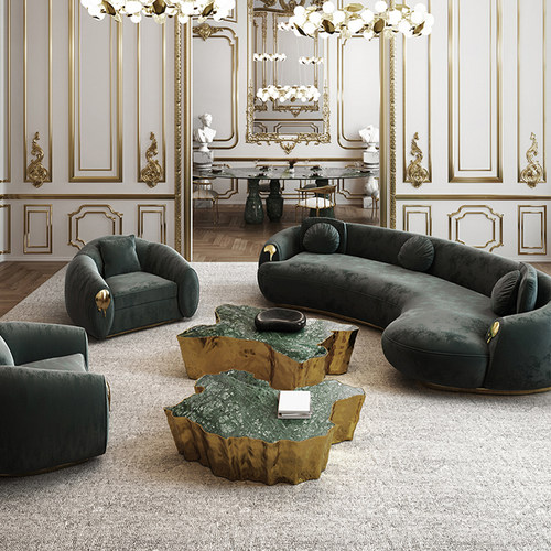 BOCA DO LOBO意式轻奢树根茶几蚀刻不锈钢高级感新款高低组合边几 - 图2