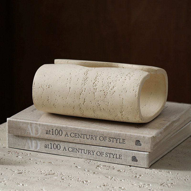 MOMO高端洞石纸巾盒客厅酒店高档轻奢高级感桌面茶几创意侘寂风 - 图3