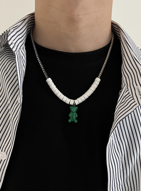 2022新款冷淡风绿色项链ins女