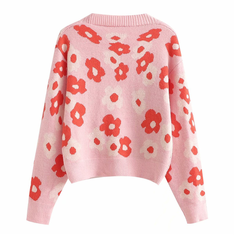 Short Floral V-Neck Buttoned Long Sleeves短碎花 V 领纽扣长袖 - 图0