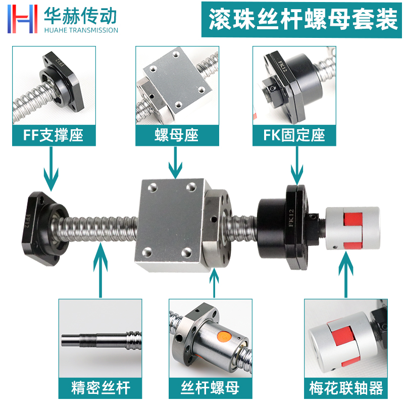 滚珠丝杆套装丝杠螺母全套升降滑台1204 1605 2005 2010导轨模组 - 图1