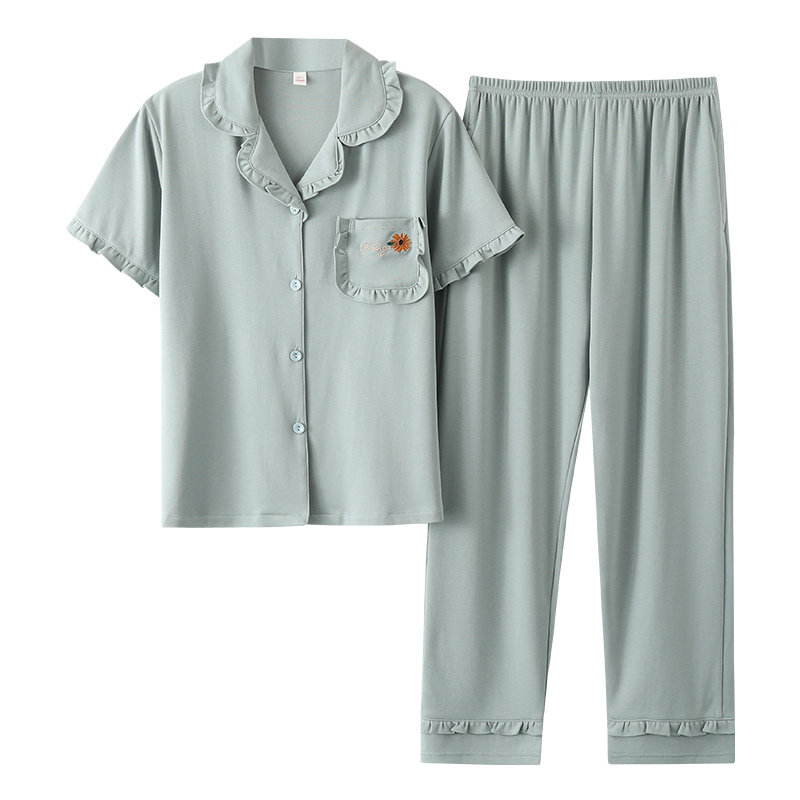 夏季纯棉短袖长裤中年两件套装睡衣 姵娇兰睡衣/家居服套装