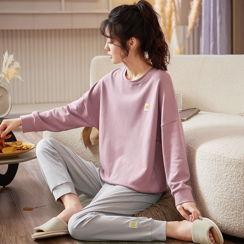 姵娇兰春秋季纯棉长袖休闲风睡衣 姵娇兰睡衣/家居服套装