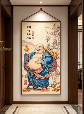 大肚弥勒佛画像客厅壁画笑佛画