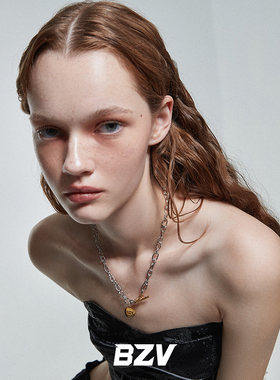 BZV原创金银拼色金属OT扣项链