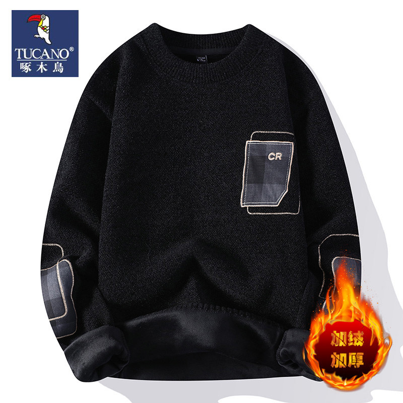 啄木鸟毛衣男士2026新款针织衫韩版宽松加厚加绒保暖衣圆领打底衫,淘宝优惠券,粉丝福利购,淘宝优惠卷