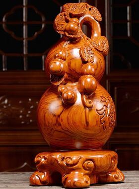 乔迁新居葫芦摆件花梨木雕家居饰品福禄高档红木工艺礼品客厅办公