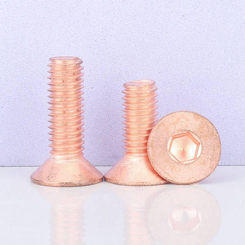 T2紫铜沉头内六角螺丝导电红铜纯铜平头螺栓平杯M2M2.5M3M4M5M6M8 - 图3