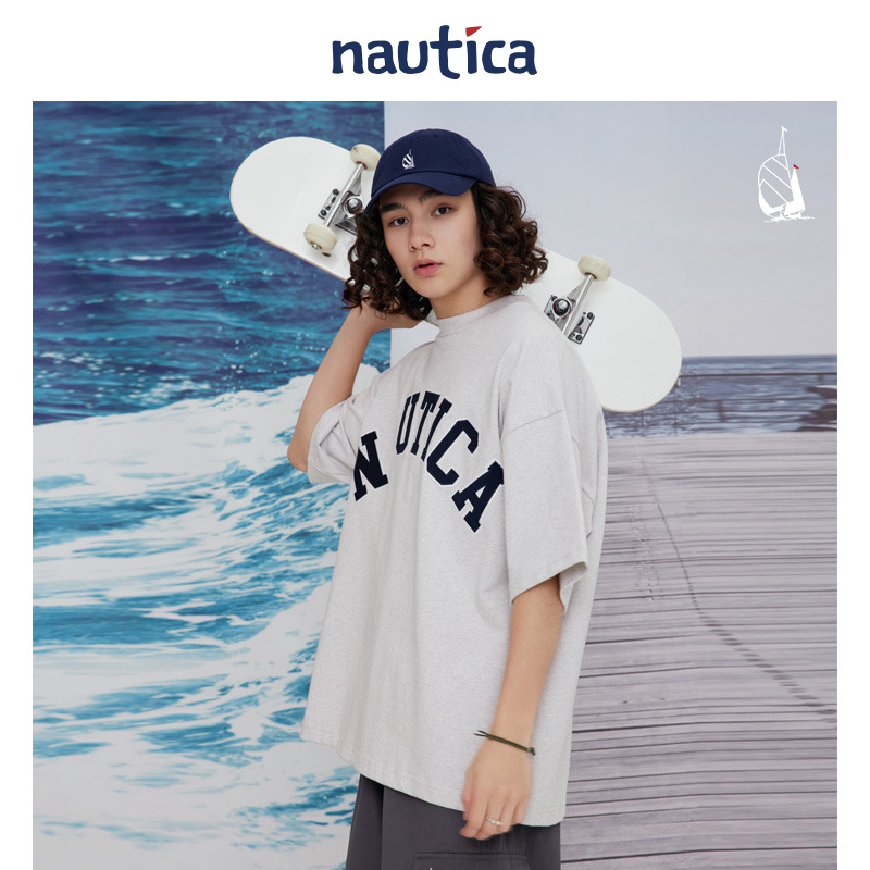 【明星同款】nautica Japan 日系中性宽松潮流街头短袖t恤TW2214 - 图1