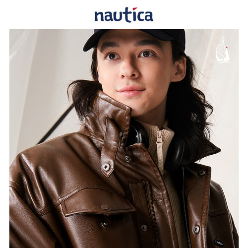 【蔡徐坤同款】 nautica白帆 宽松复古百搭仿皮外套JW5402 - 图3