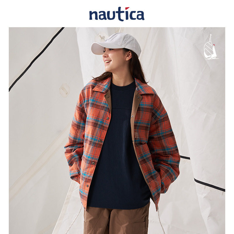 【官方正品】nautica白帆 日系中性双面穿教练夹克格纹外套JW4313,淘宝优惠券,粉丝福利购,淘宝优惠卷