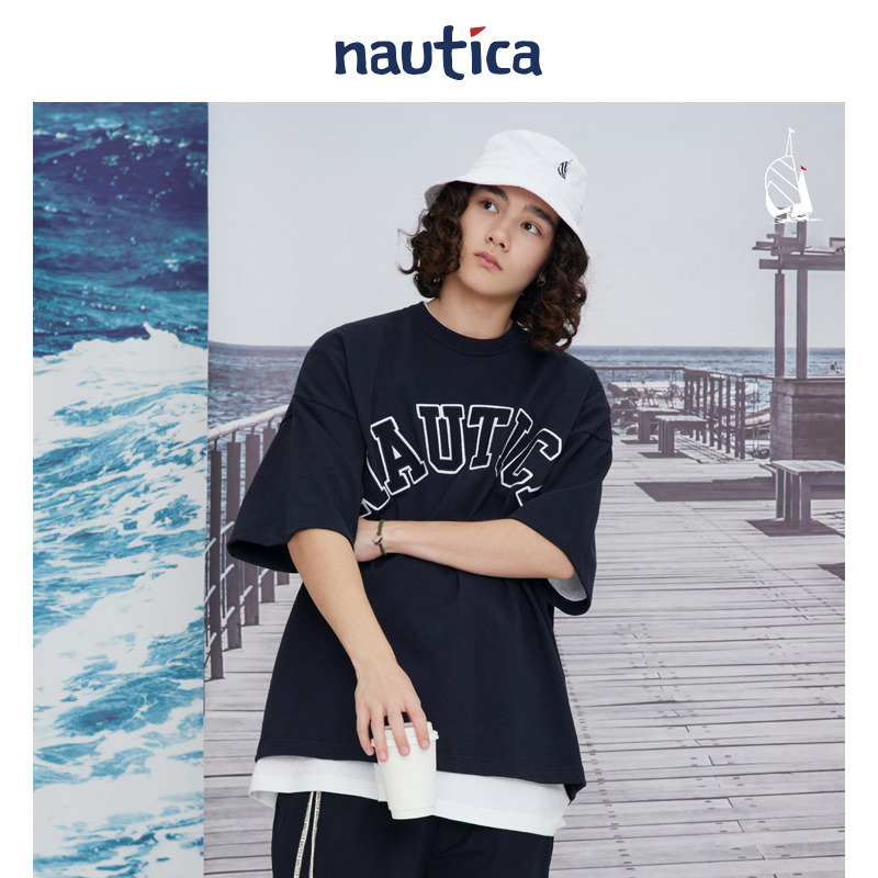 【明星同款】nautica Japan 日系中性宽松潮流街头短袖t恤TW2214 - 图3