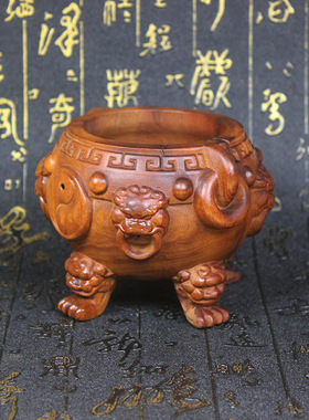 天然雷击枣木香炉大盘龙太极炼丹炉香炉书房茶室堂香道器收藏礼品