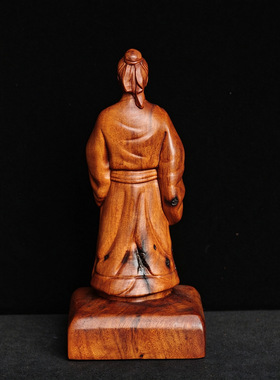 天然雷击枣木华佗雕像神医摆件手工雕刻木质工艺品家居书桌装饰