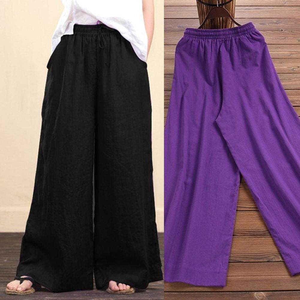 Women's solid cotton linen wide leg pants女士纯色棉麻阔腿裤,淘宝优惠券,粉丝福利购,淘宝优惠卷