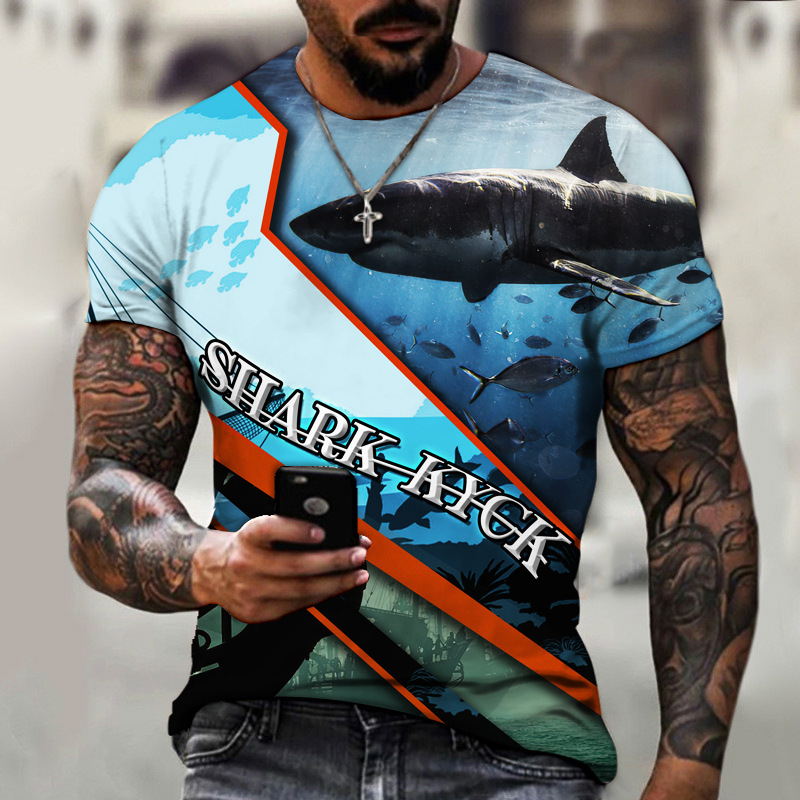 Jaws 3D Digital Print Short Sleeve2022大白鲨 3D 数码印花短袖 - 图1