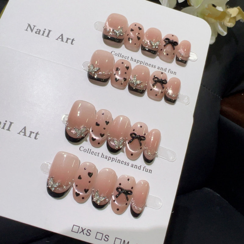 【黑桃公主】温柔千金风法式手工猫眼水波蝴蝶波点显白穿戴甲短款,淘宝优惠券,粉丝福利购,淘宝优惠卷