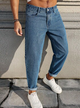 Men's mid waist casual small leg pants男士中腰休闲小脚长裤