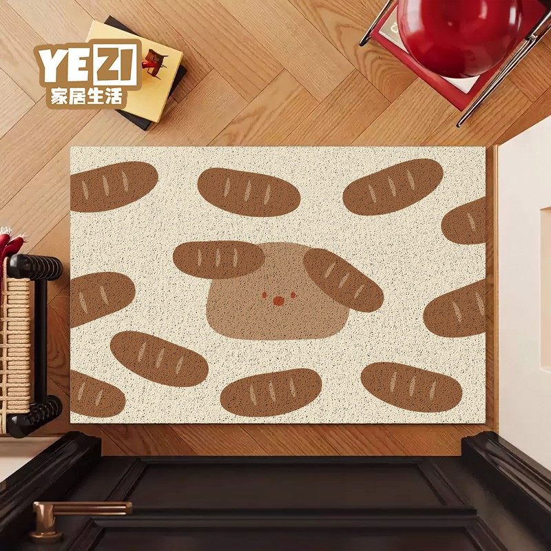 面包小狗卡通丝圈入户门地垫防滑耐脏除尘脚垫玄关进门地毯可裁剪,淘宝优惠券,粉丝福利购,淘宝优惠卷