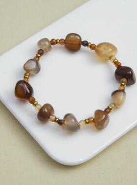 天然咖啡玛瑙手串异形天然石手链