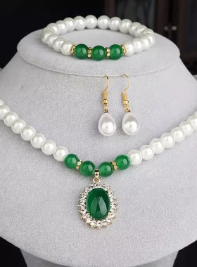 天然近圆珍珠项链妈妈款送长辈