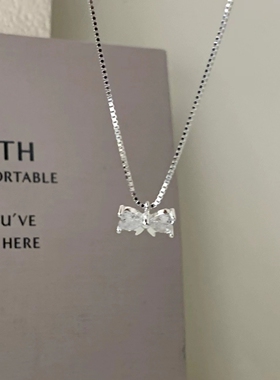 S925纯银甜美蝴蝶结项链女生ins轻奢百搭气质高级锁骨链颈链优雅